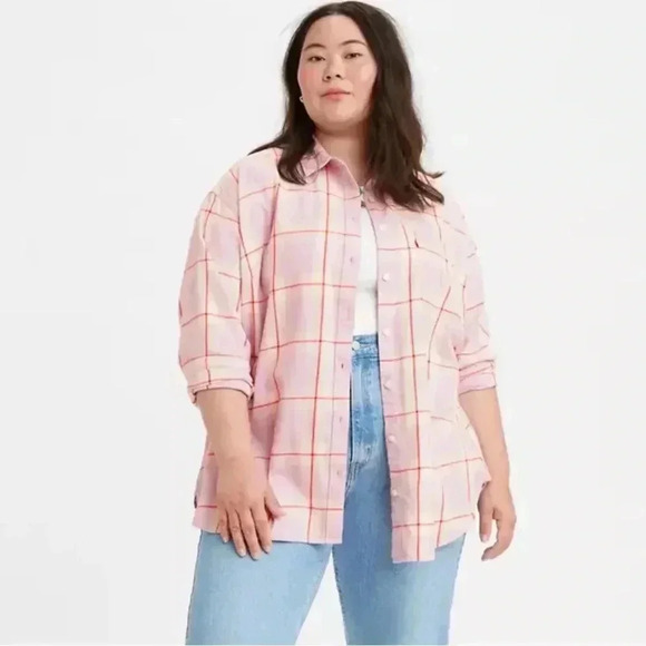 Levi’s women’s HENRI FLANNEL BUTTON-UP SHIRT size Large - Picture 1 of 7